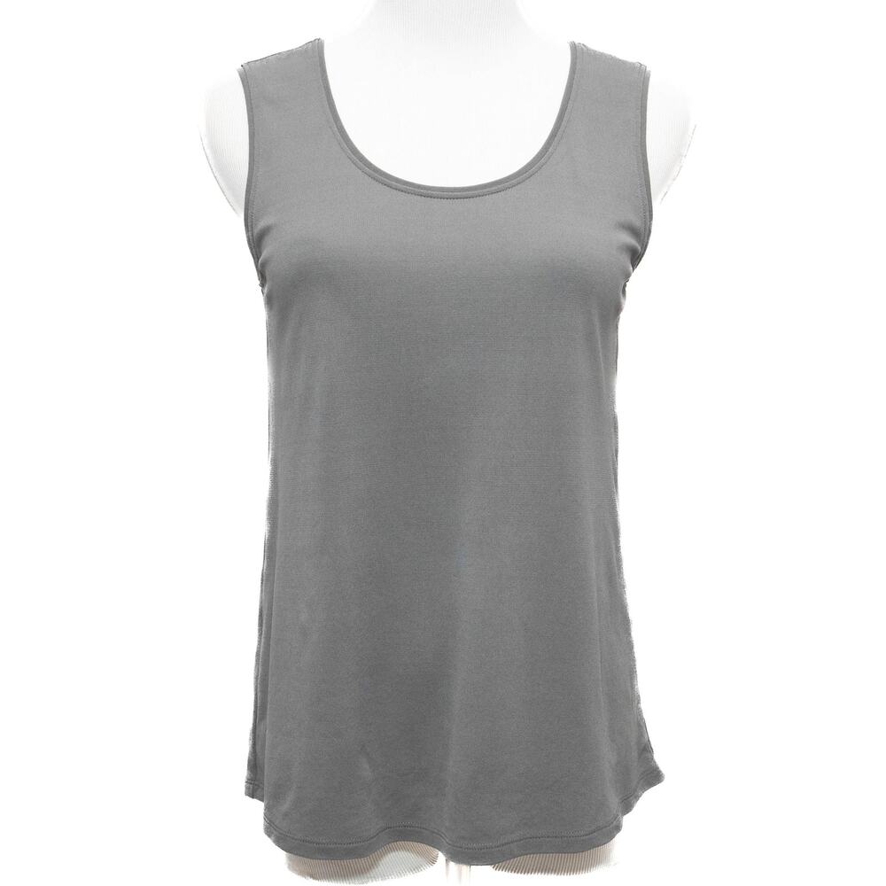 Eileen Fisher Grey Knit Stretchy 100% Crepe Silk Tank Size XS
